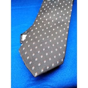 Don Loper Dark Brown Dots Floral Polyester Neck Tie Pointed Necktie